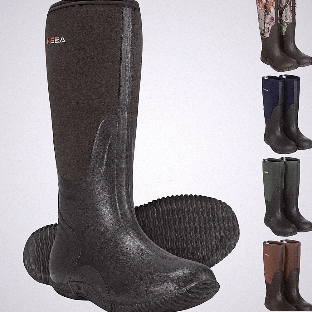 HISEA Men Rain Boots Waterproof Anti-Slip Outdoor Fishing Mud Garden Work Boots