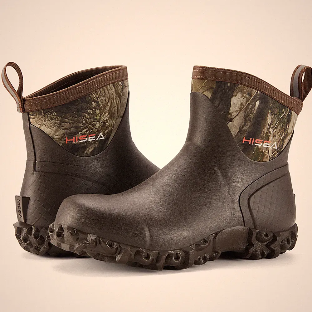 HISEA Men's Ankle Rain Boots Waterproof Outdoor Mud Garden Chore Casual Working