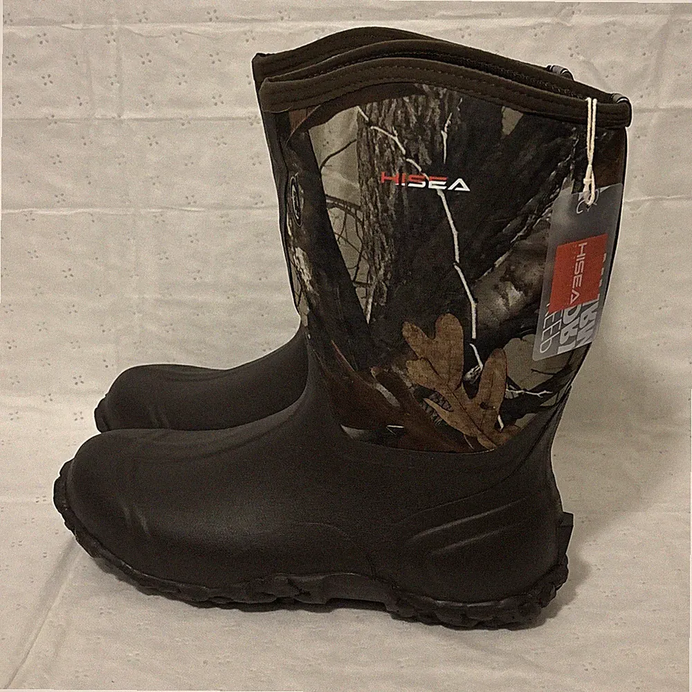 HISEA Men's Camo Rain Boots Neoprene Rubber Garden Hunting Chore Mud Size 13