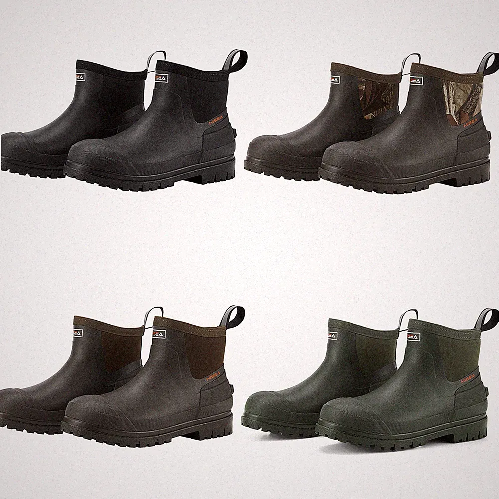 HISEA Men's Chelsea Rain Boots Waterproof Outdoor Mud Garden Work Ankle Boots