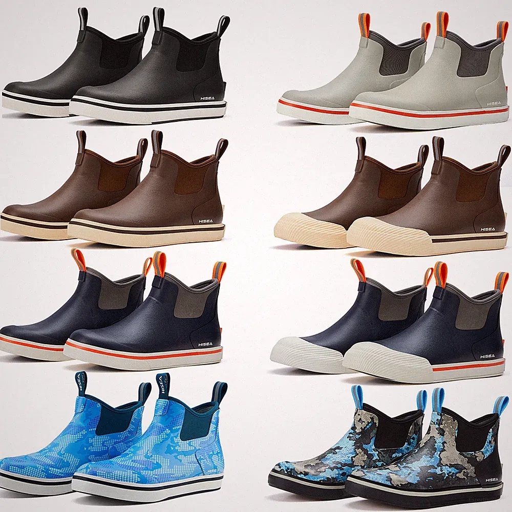 HISEA Men's Fishing Deck Boot Waterproof Sailing Garden Mud Work Ankle Rain Boot