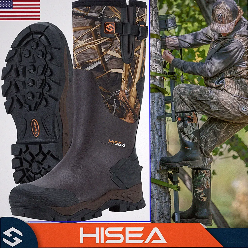 HISEA Men's Hunting Boot Neoprene Rubber Waterproof Insulated Mud Work Rain Boot