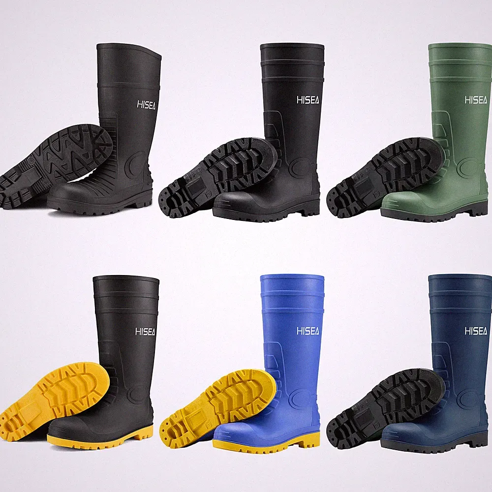 HISEA Men's Knee Hign Rain Boots Steel Toe Waterproof Work Boots Garden Fishing