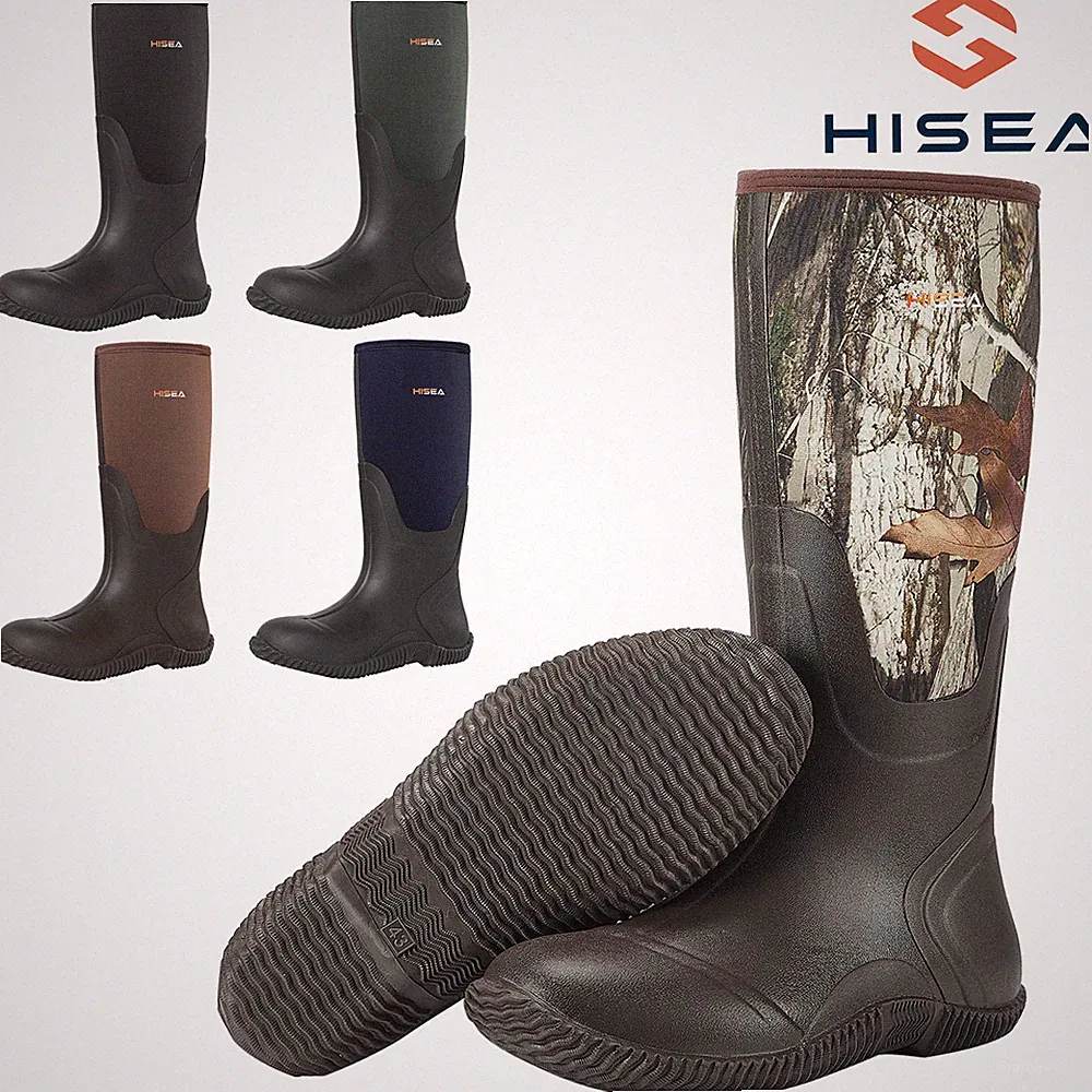 HISEA Men's Rain Boots Neoprene Rubber Waterproof Fishing Hunting Working Boots