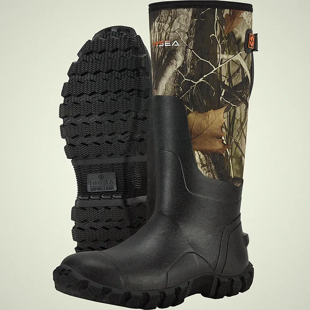 HISEA Men's Rain Boots Waterproof Insulated Fishing Hunting Farm Mud Work Boots