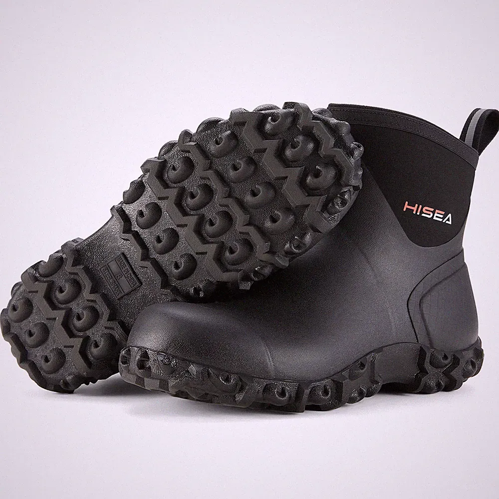 HISEA Men Short Rain Boots Waterproof Insulated Garden Work Booties Arch Support