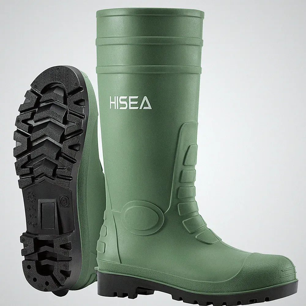 HISEA Men Steel Toe Rain Boots Waterproof Garden Farm Fishing Safety Work Boots