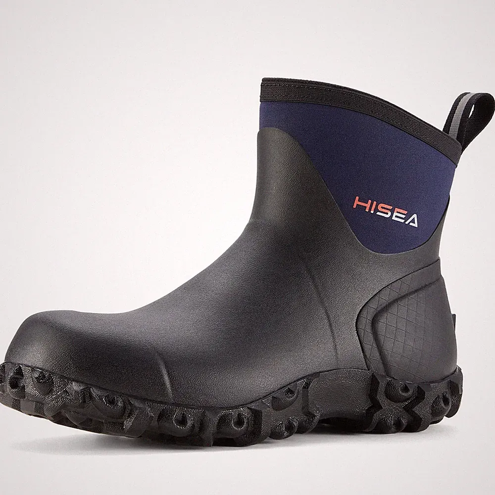 HISEA Mens Rubber Boots Ankle Rain Boots Waterproof Outdoor Mud Bootie for La...