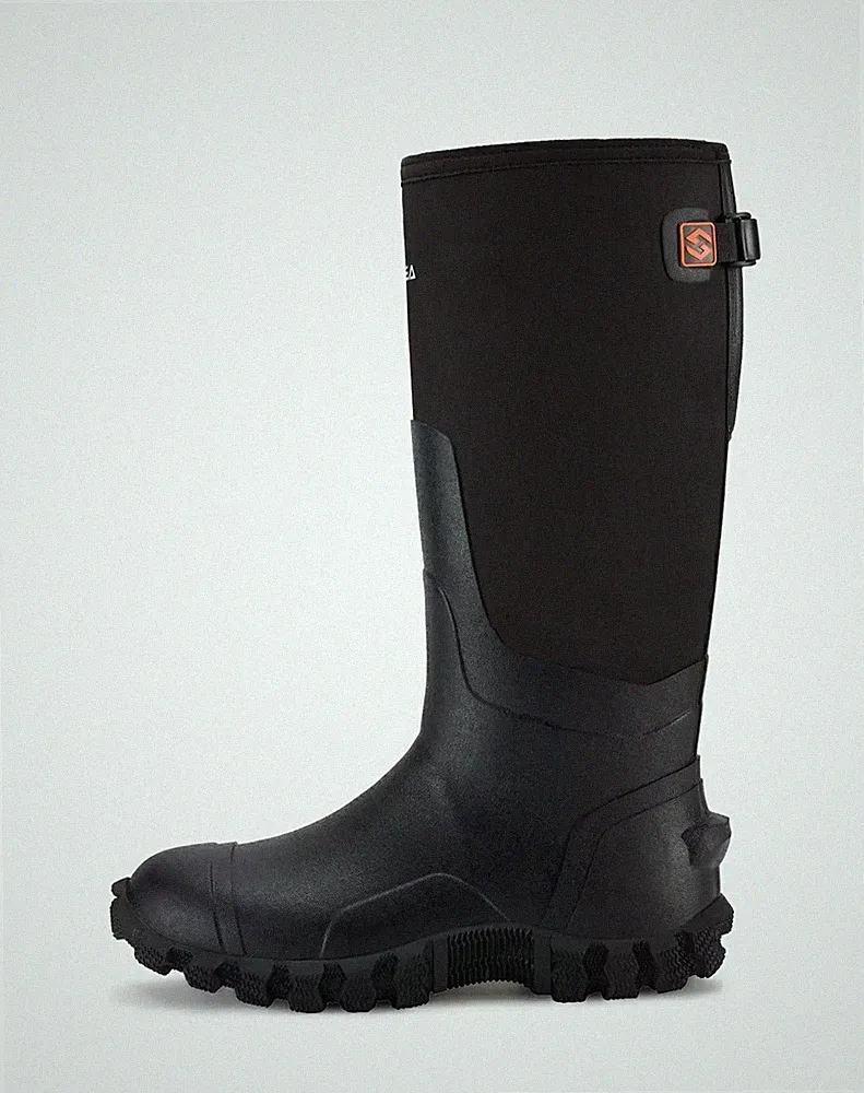 HISEA Mens Upgraded Rain Boots Waterproof Neoprene Slip On Work Boots Black