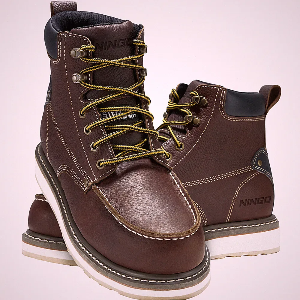 HISEA NINGO Work Boot for Men Steel/Soft Toe Water Resistant Leather Safety Shoe
