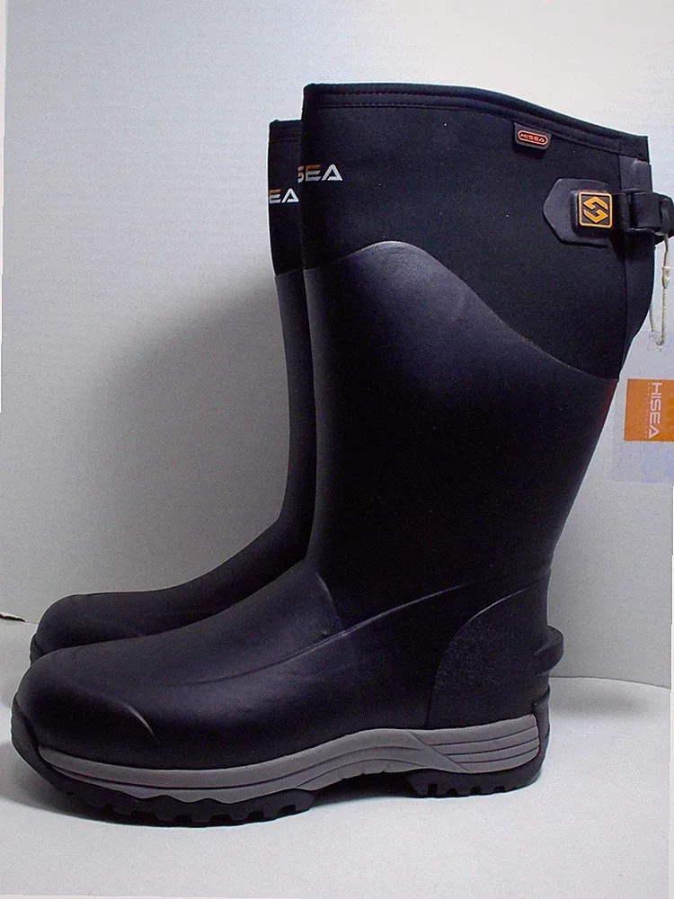 HISEA Rubber Rain Boots for Men, WP Insulated Neoprene Hunting Boots, size 11