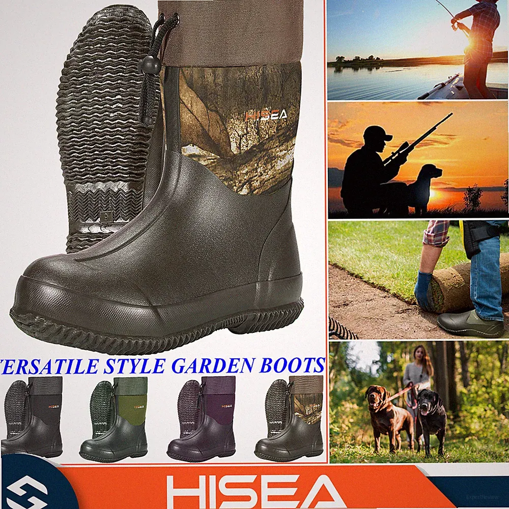 HISEA Unisex Waterproof Rain Boots Ankle Garden Boots Mud Chore Working Boots
