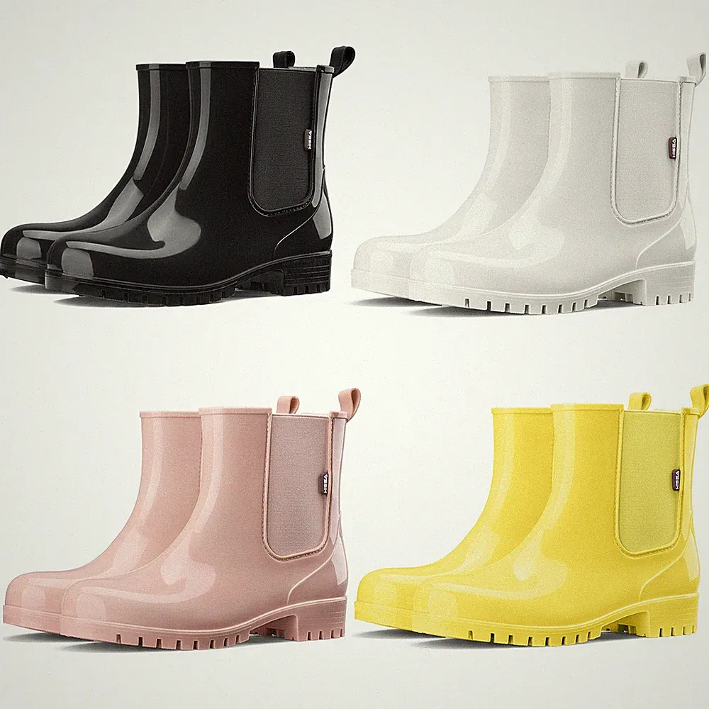 HISEA Women Ankle Rain Boots Waterproof Garden Work Shoe Fashion Chelsea Wellies