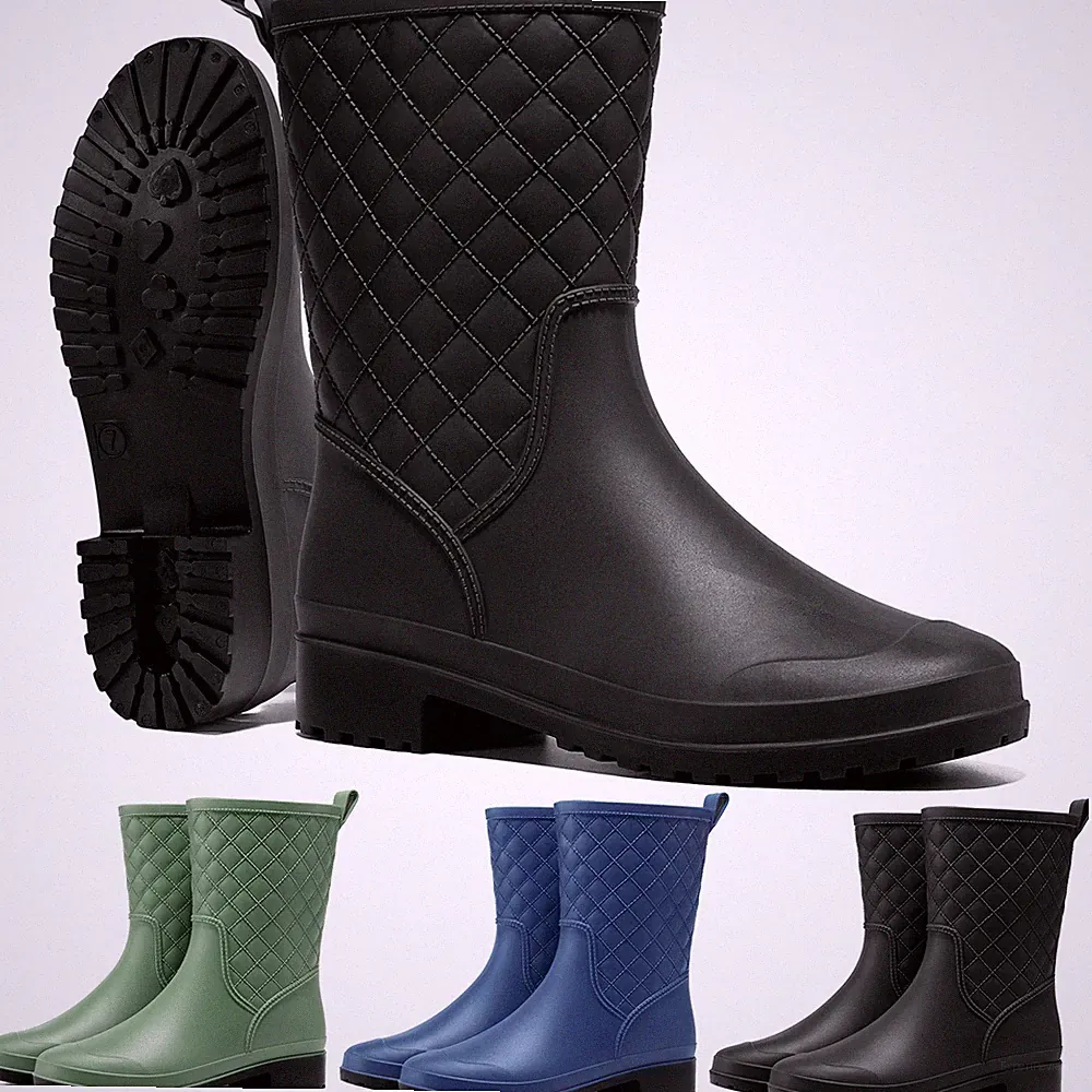 HISEA Women Mid Calf Rain Boots Waterproof Non-Slip Mud Yard Garden Work Wellies