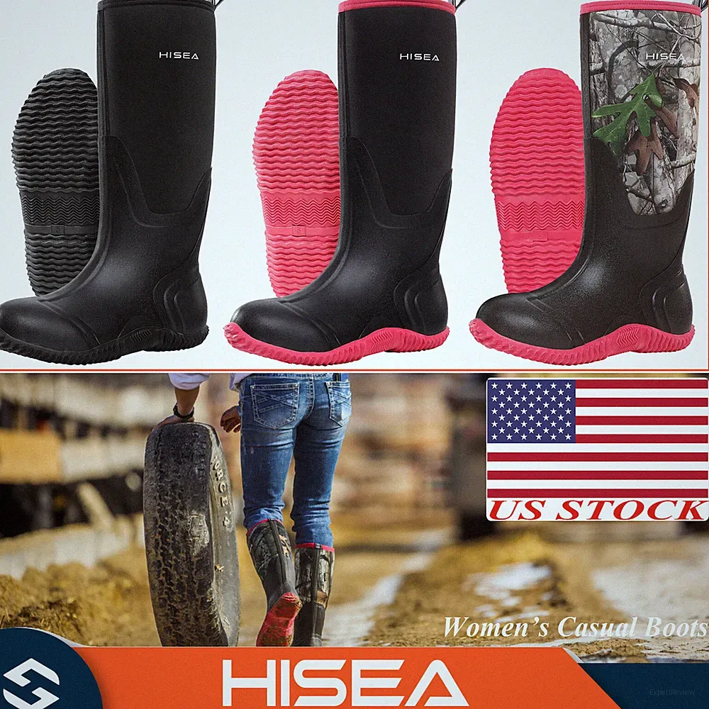 HISEA Women Rain Boots Neoprene Waterproof Outdoor Hunting Mud Working Knee Boot