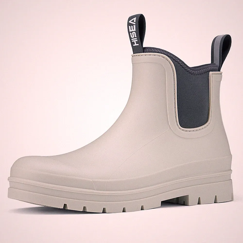 HISEA Women's Chelsea Rain Boots Waterproof Neoprene PVC Ankle Garden Work Boots