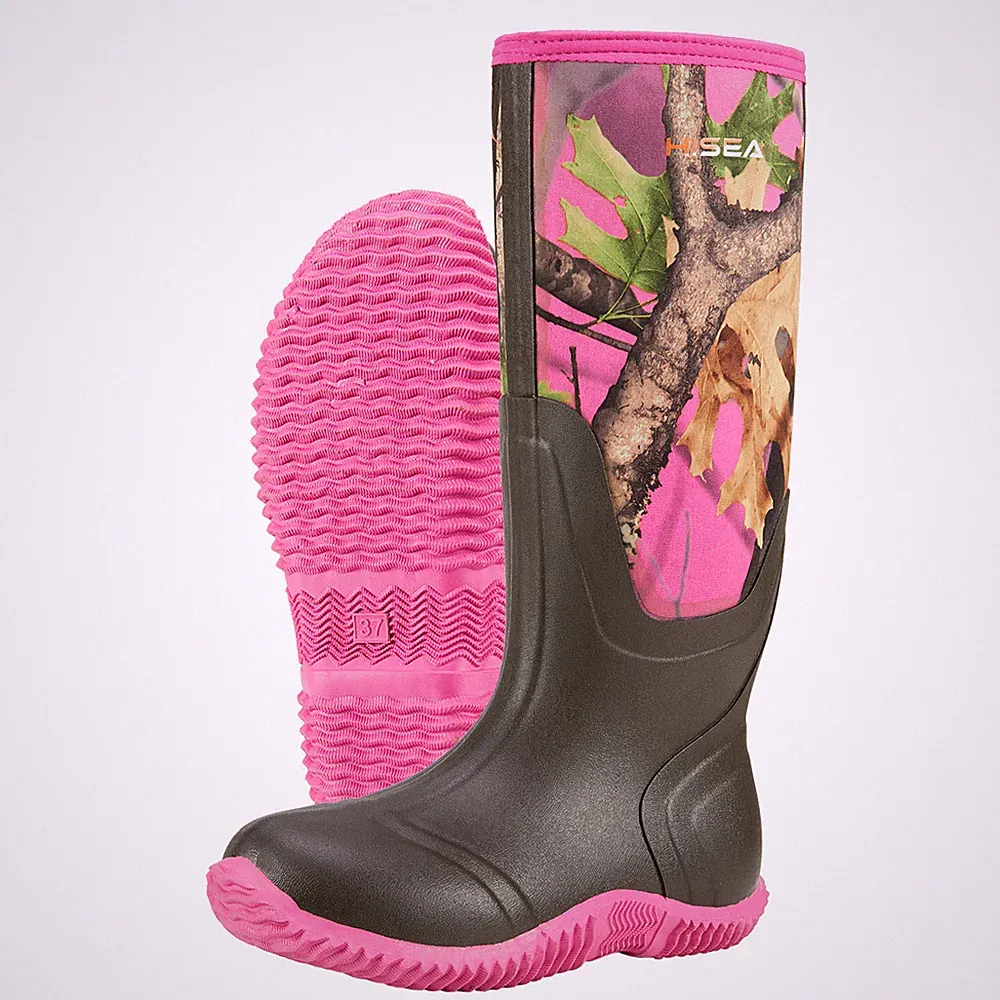 HISEA Women's Rain Boots Waterproof Garden Mud Work Boots Pull On Knee High Boot