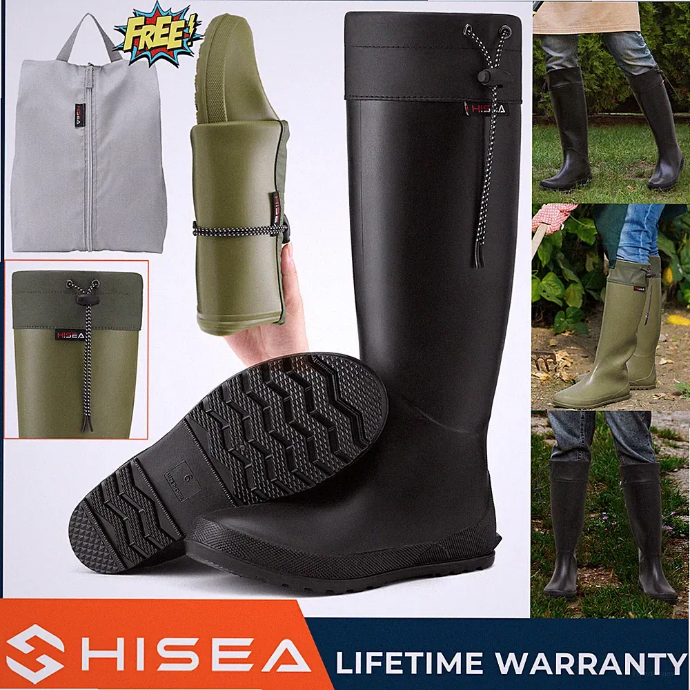 HISEA Women Tall Rain Boots Waterproof Lightweight Garden Barn Mud Work Wellies