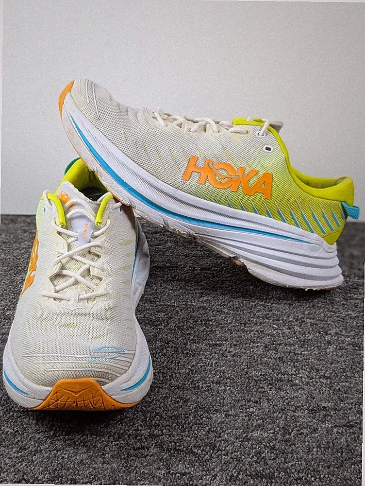 Hoka One One Bondi X Men's Size 12 White Running Shoes Cushioned Heel Wear