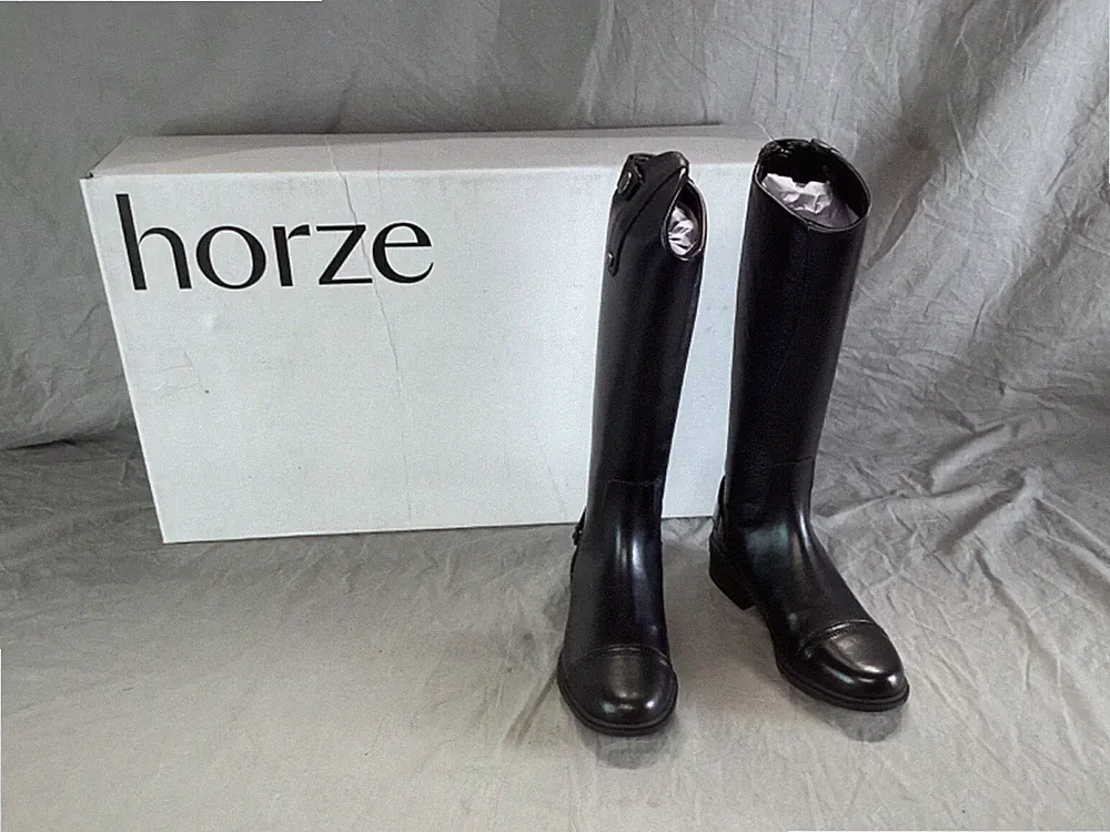 Horze 39086-BL-35 Geneve Size 5 teenage tall leather horse boots equestrian