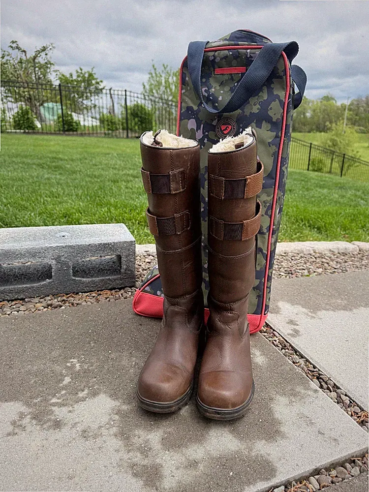 Horze Rovigo Dark Brown Leather Tall Riding Boots – Faux Fur Lined Size 8