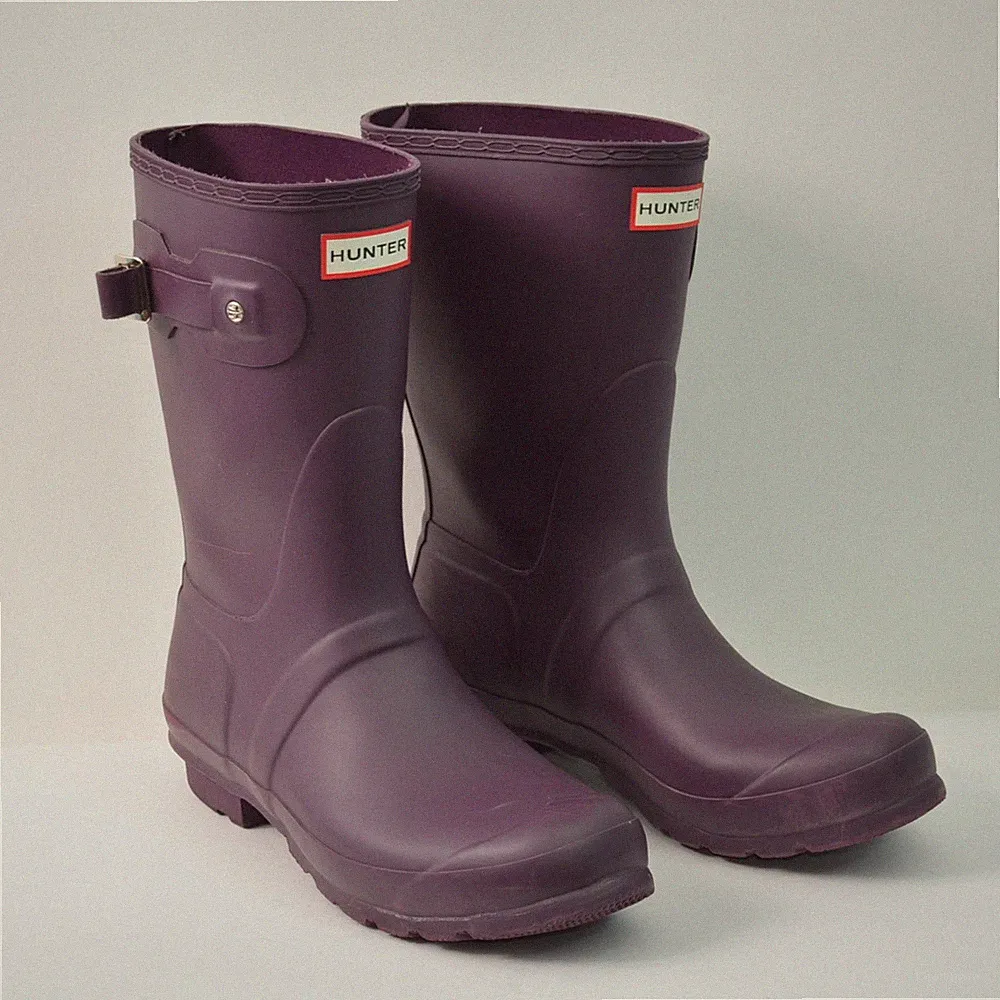 Hunter Boots Original Short Womens US 10 Purple Great Britain Rain Boot Rubber
