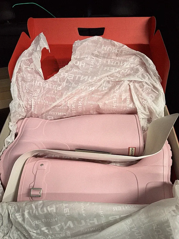 HUNTER BOOTS WOMEN'S ORIGINAL TALL RAIN BOOTS SIZE 6 LIGHT PINK