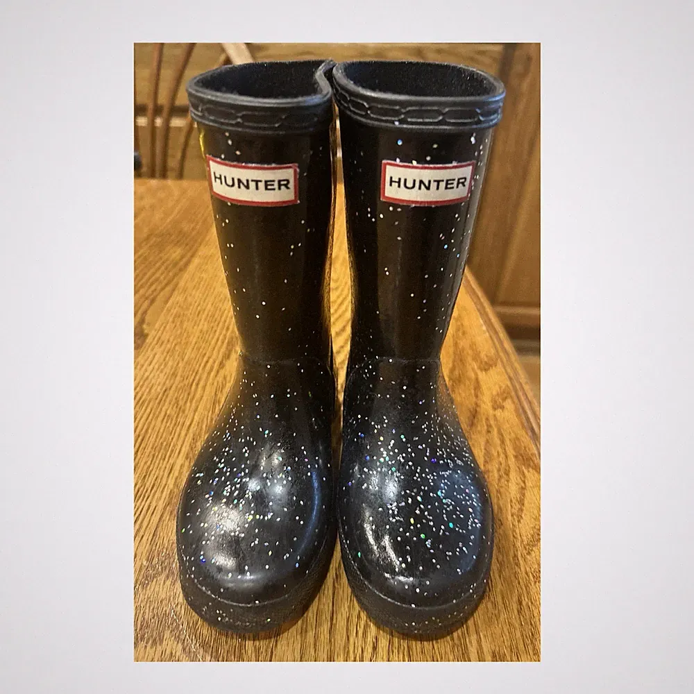 Hunter Kids Glitter Speckled Black Rain Boots US 10 EU 27 UK 9