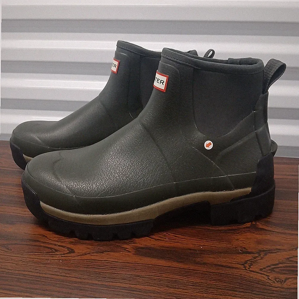 Hunter Mens Sz 13 Field Balmoral Hybrid Chelsea Vibram Green Ankle Boots NEW