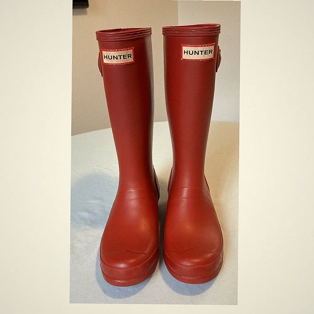 Hunter Original Kids Red Rubber Rain Boots Size 3 Unisex