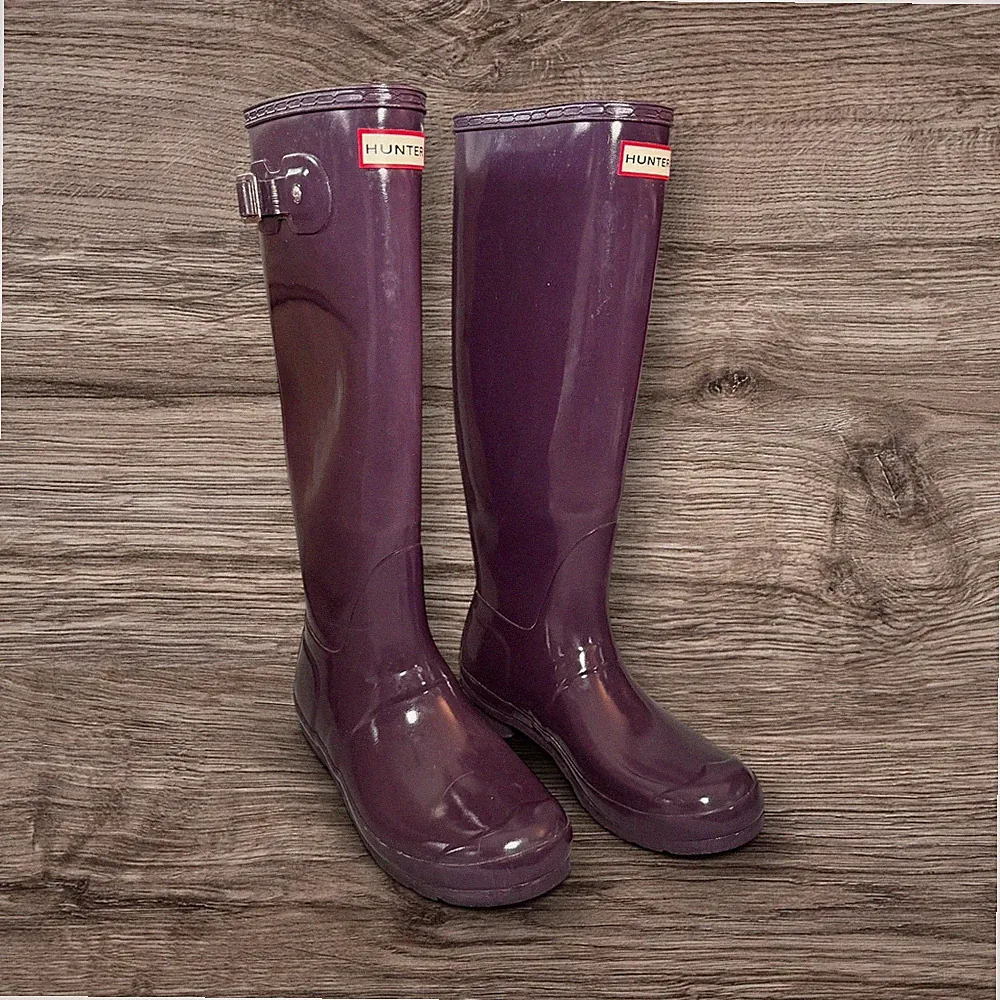 Hunter Original Tall Gloss Rain Boots Womens 8 Purple Waterproof 17" Gorpcore