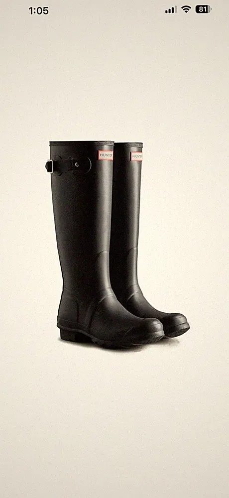 Hunter Original Tall Waterproof Buckle Rain Boots Black Women's Size 7