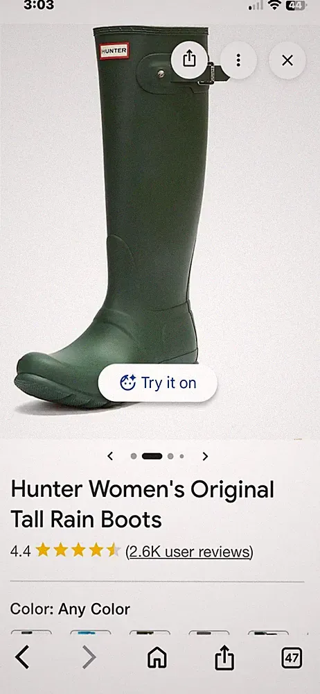 Hunter Original Tall Waterproof Rain Boots Green Knee High Rubber Women's