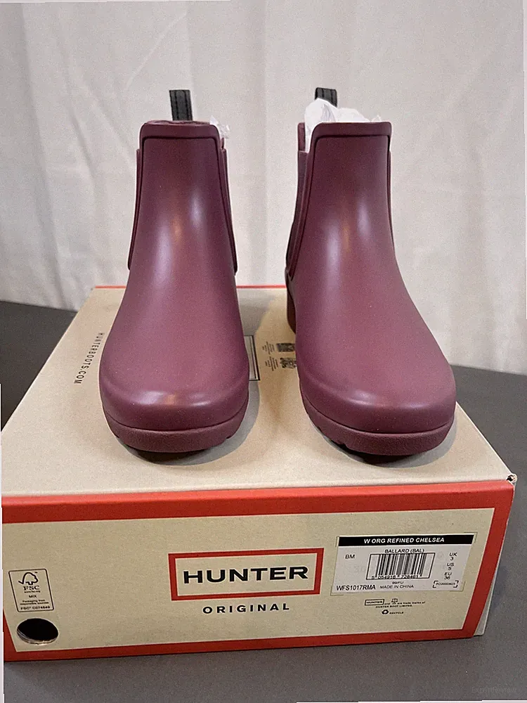 Hunter Women's Original Ballard Refined Chelsea Rain Boots Purple US Size 5