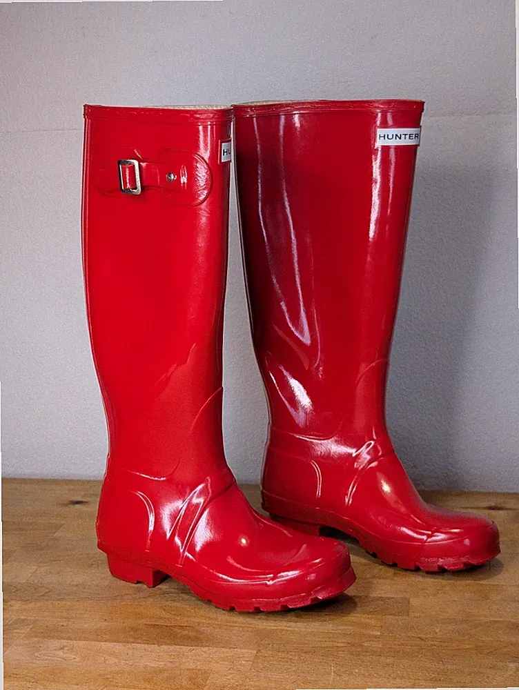 Hunter Women's Original Tall Tour Gloss Red Rain Boots Size US 5 EU 36