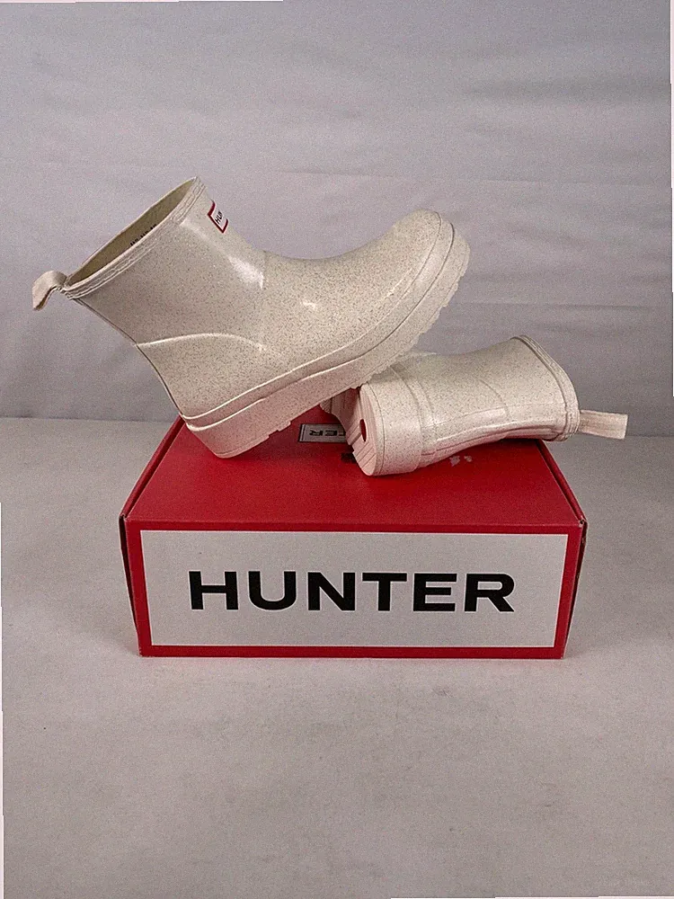 Hunter Women's Play Short Starcloud Rain Boots, Shaded White, 10