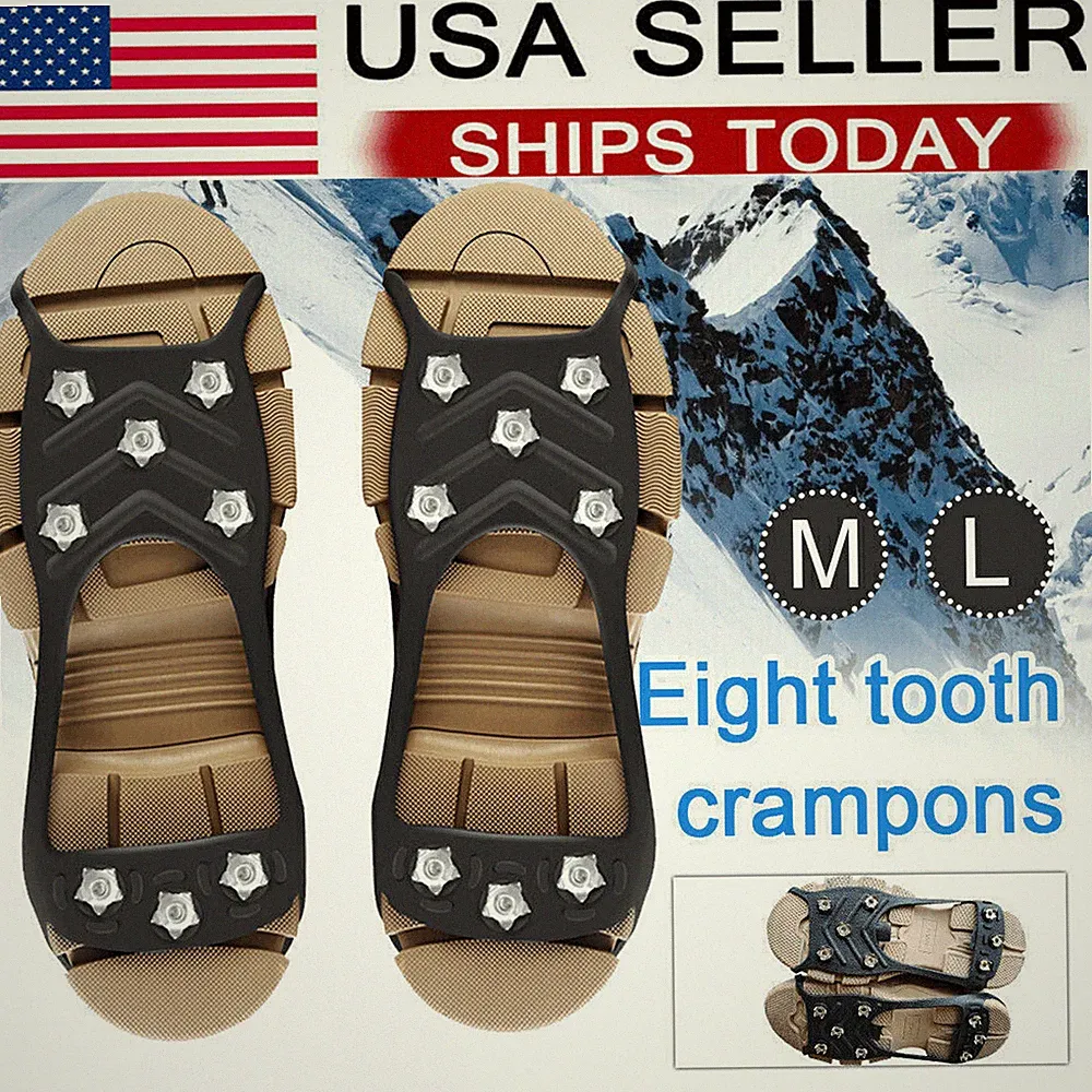 Ice Snow Anti Slip Spikes Grips Grippers Crampons Cleats For Hike Shoes Boot