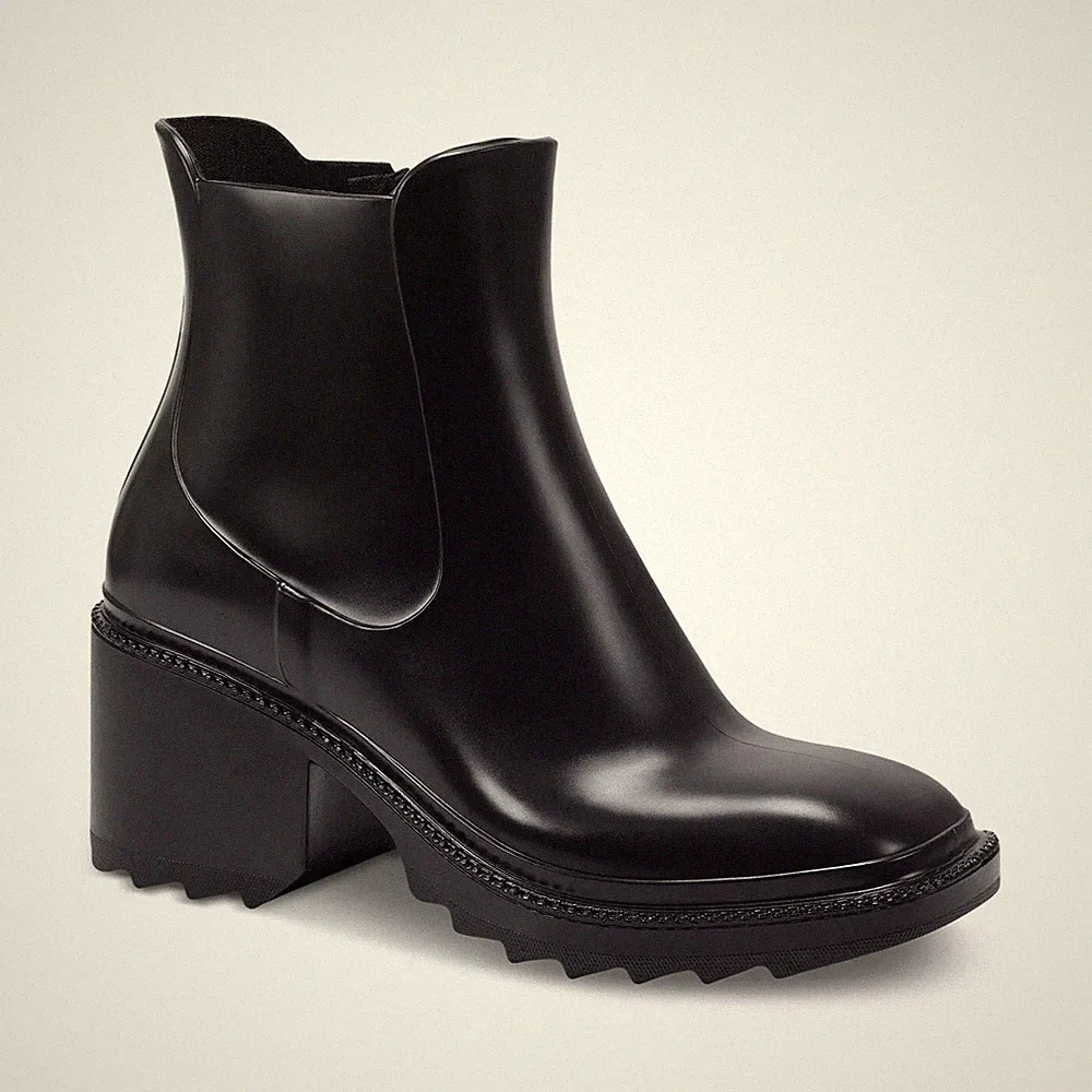 INC Women’s Eadin Block Heel Rain Boots Black Size NIB