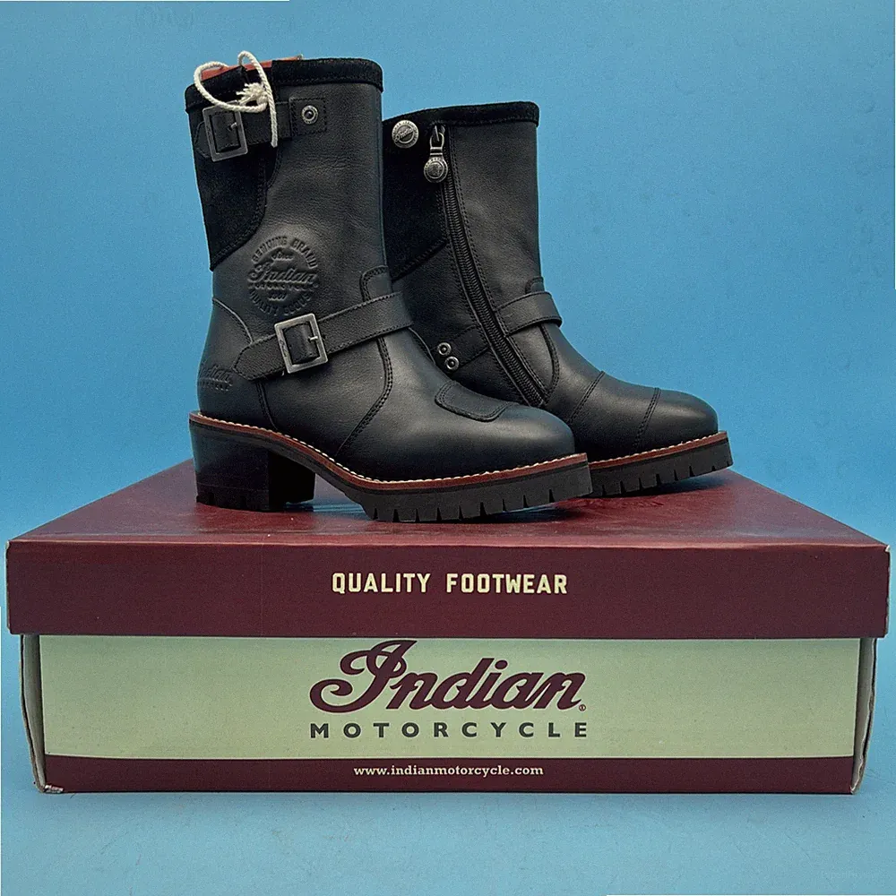 Indian Motorcycle Women’s Short Engineer Boots Black Leather Biker Riding Size 5