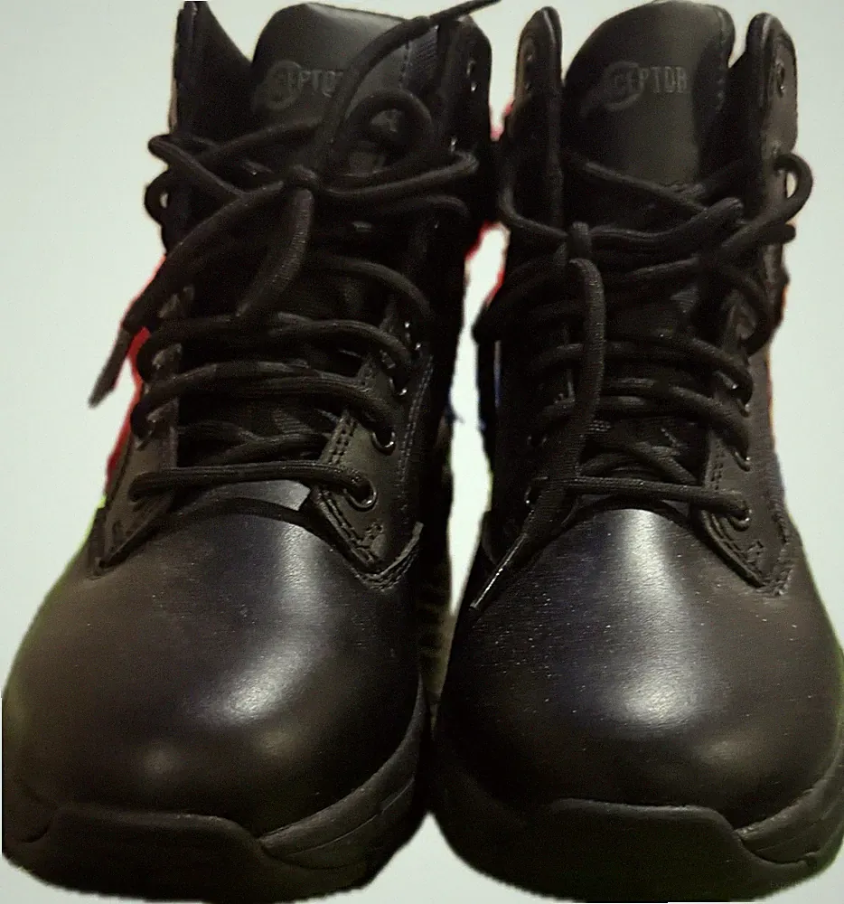 Interceptor Black Leather Tactical Boots (Lace Up) Safety Toe, Anti-Slip Women's