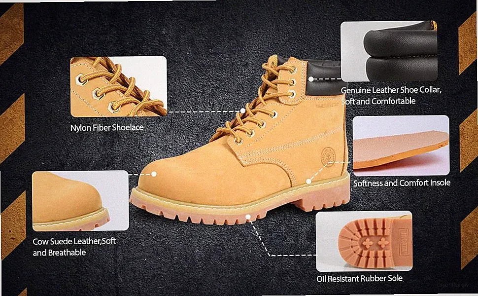 Jacata Men's 6'' Leather Work Boots Casual Shoes Water Resistant 8601 Wide Width