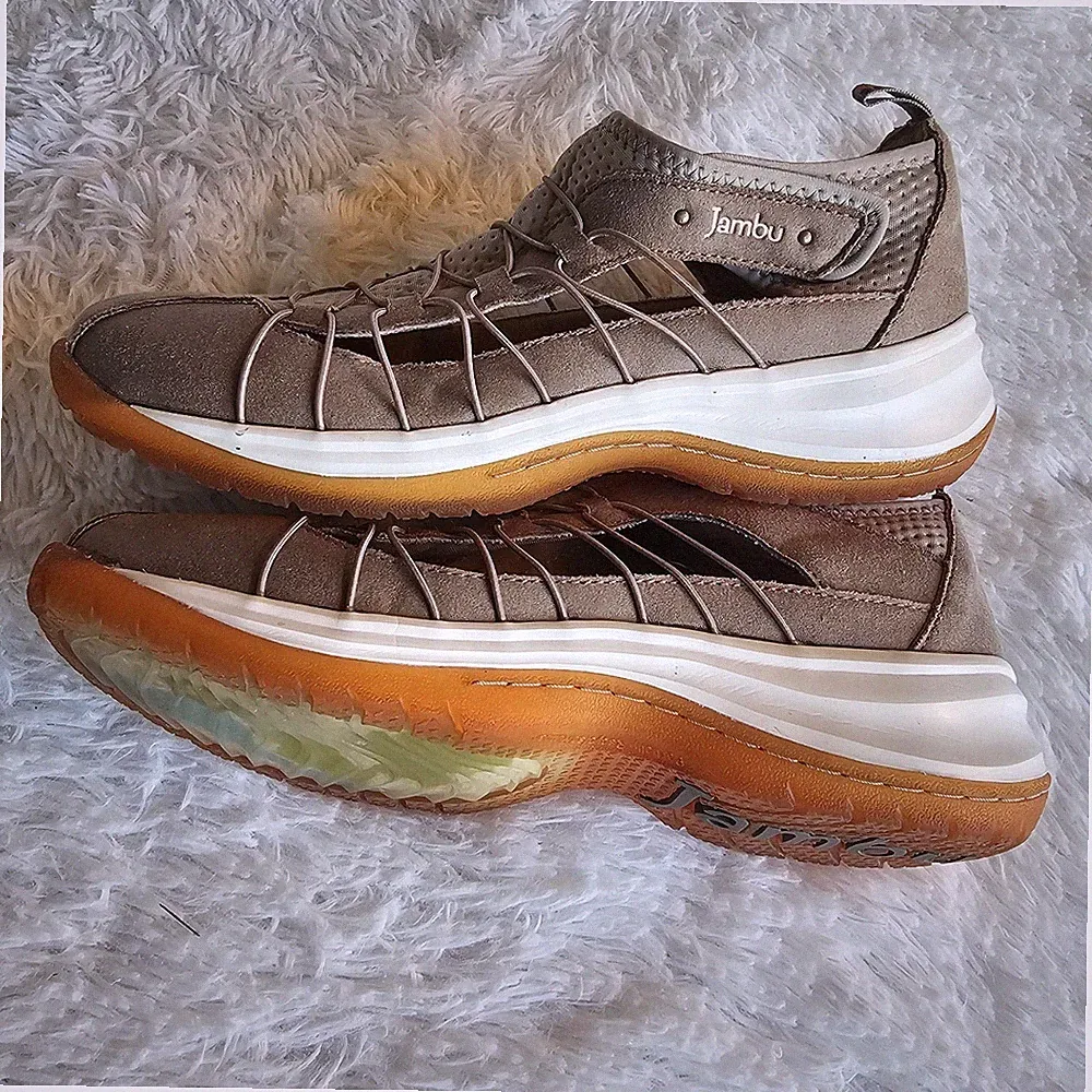 Jambu Shoes Womens Vegan Bungee Sneakers Taupe Brown Size 9.5 Free Spirit Hike