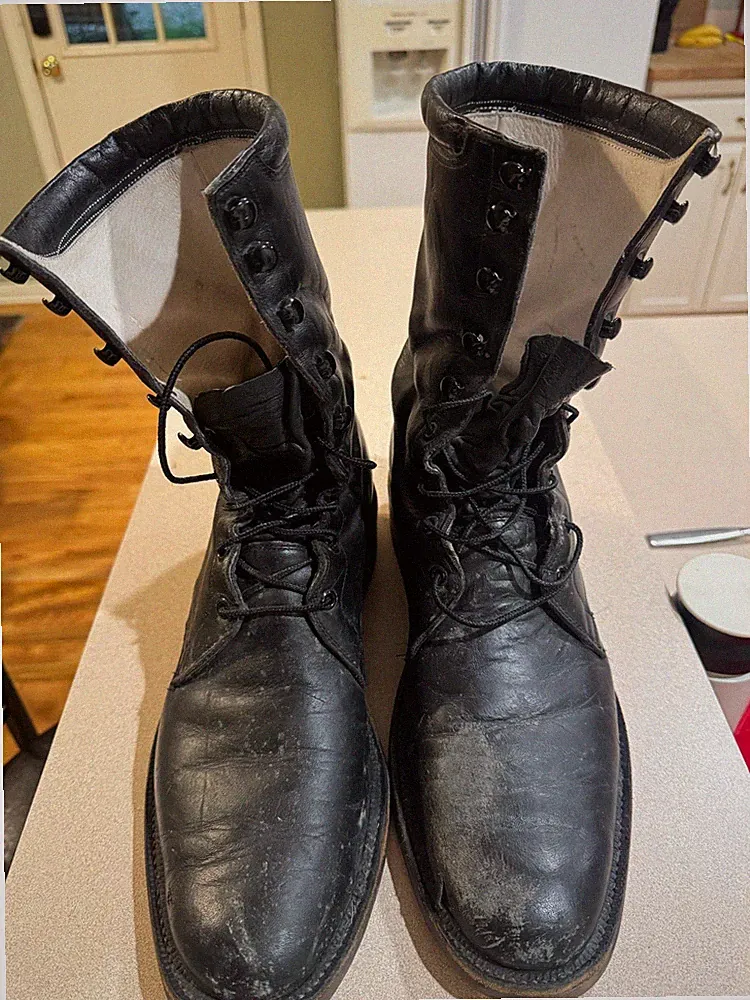 James Leddy Custom Boots Mens 15 Black Leather Lace Up Vibram Made in Abilene TX