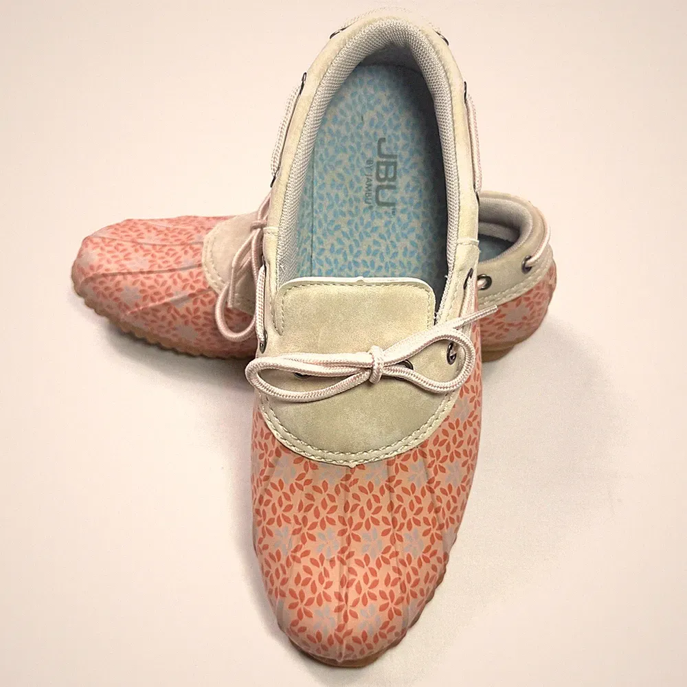 JBU Jambu Gwen Garden Ready Duck Shoes Womens 10M Peach Floral Slip On JB19GGR69