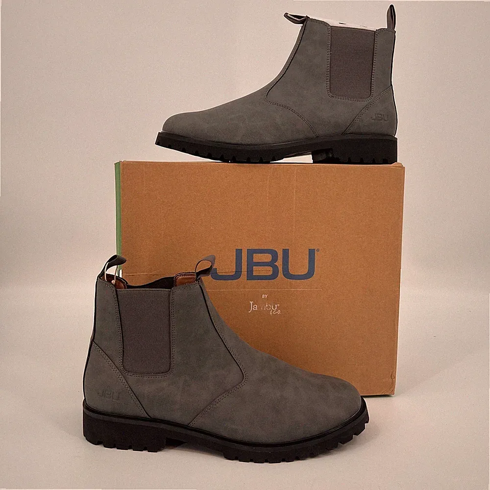 JBU Kai Water Resistant Chelsea Boot Size 12 Grey Leather Pull-On