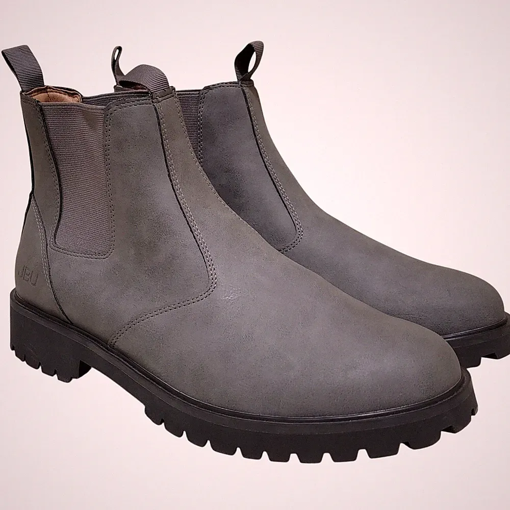 JBU Men Kai Water Resistant Chelsea Ankle Boots Size US 10M Grey Faux Leather