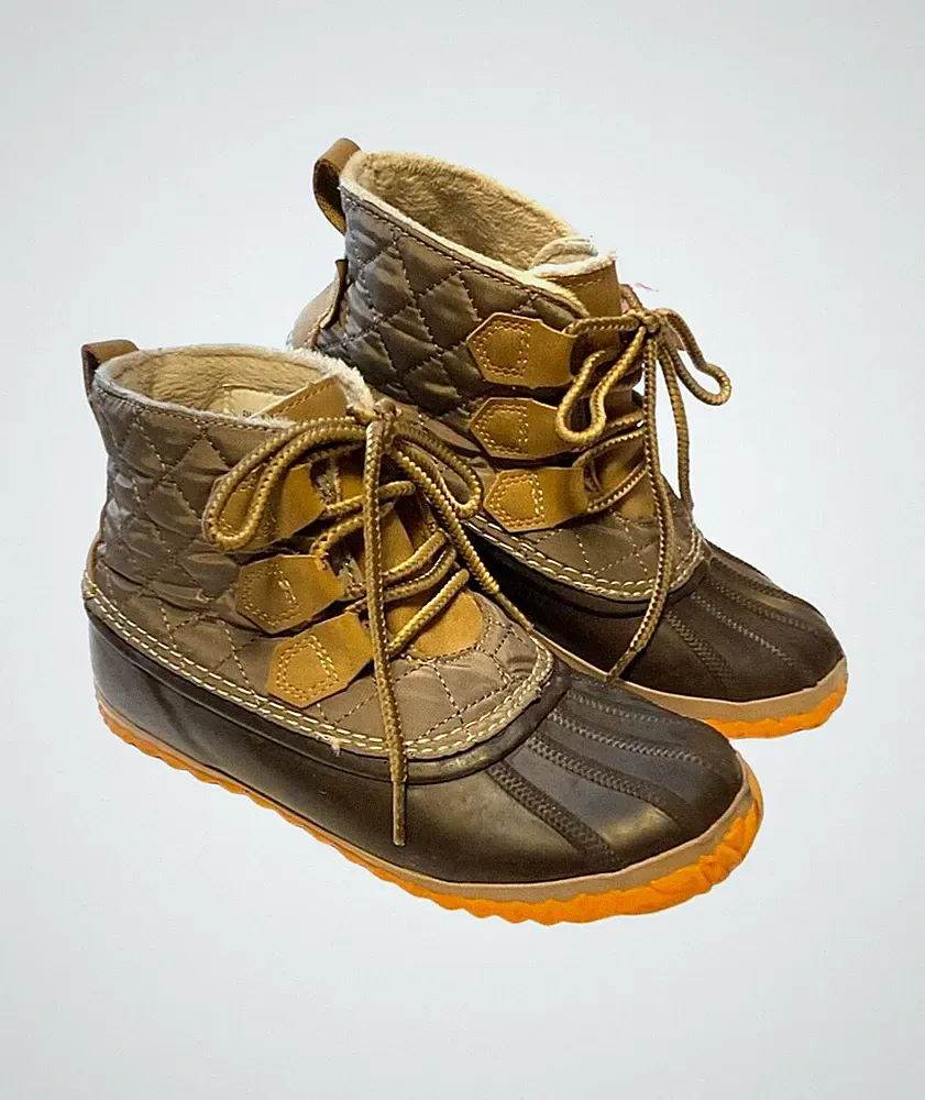 JBU Women's Nala Duck Boots Size 6 M Brown & Tan Lace Up Rain Cold Weather Shoe