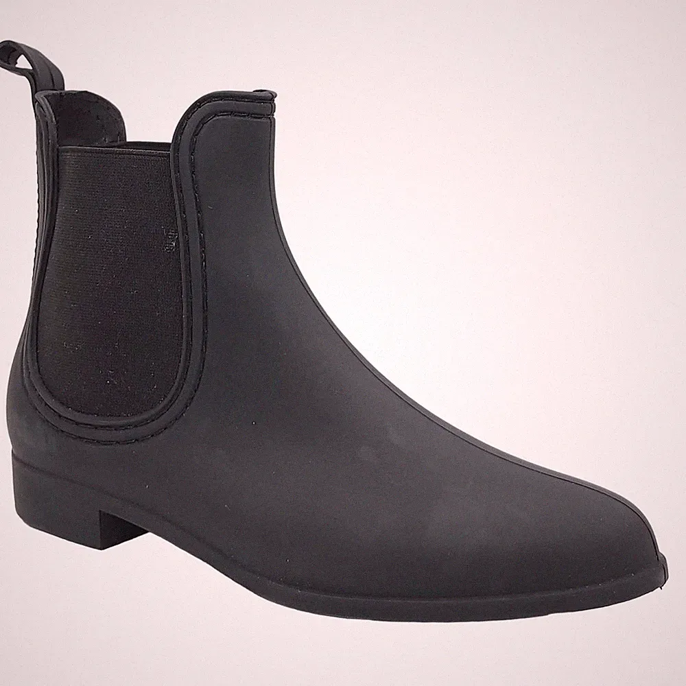 JC Play Women Forecast Waterproof Chelsea Rain Boots Size US 10 Black PVC