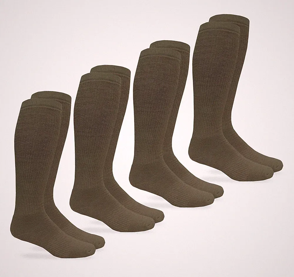 Jefferies Socks Mens Military Boot Combat Padded Tall Over the Calf 4 Pairs