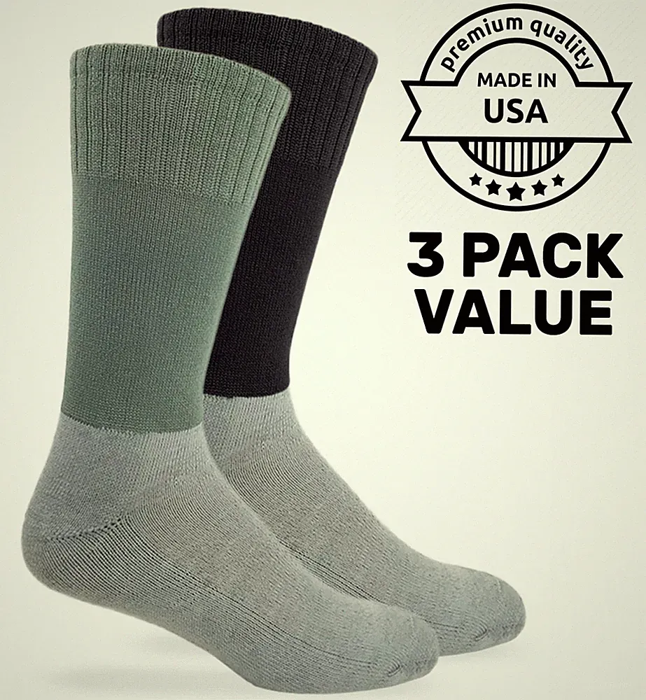 Jefferies Socks Mens Military Combat Boot Anti-Odor Uniform Crew Socks 3 Pair